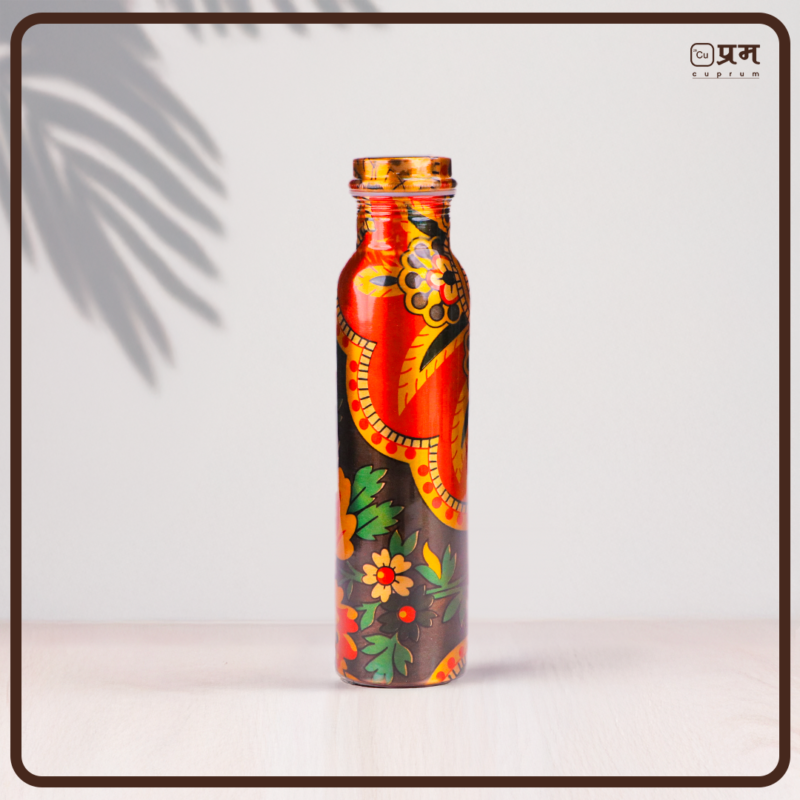 Golden Art Painted Pure Copper Water Bottle - 1 Litre - Image 6