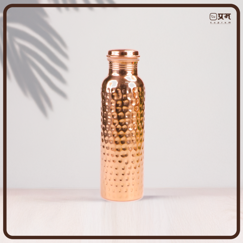 Cuprum Hammered Pure Copper Water Bottle - 1 Litre - Image 6