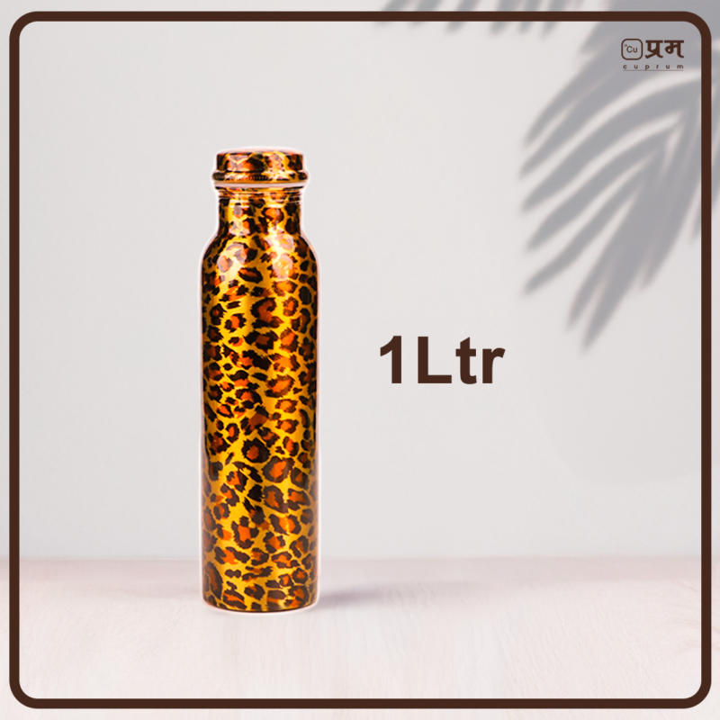 Tiger Print Pure Copper Water Bottle - 1 Litre - Image 3