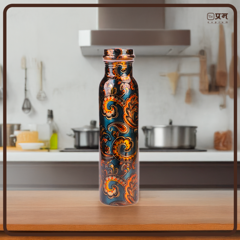 Artwork Printed Pure Copper Water Bottle - 1 Litre - Image 5