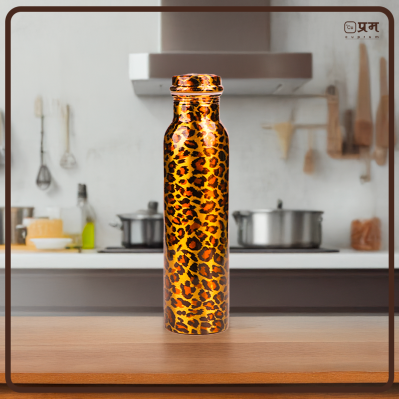 Tiger Print Pure Copper Water Bottle - 1 Litre - Image 5