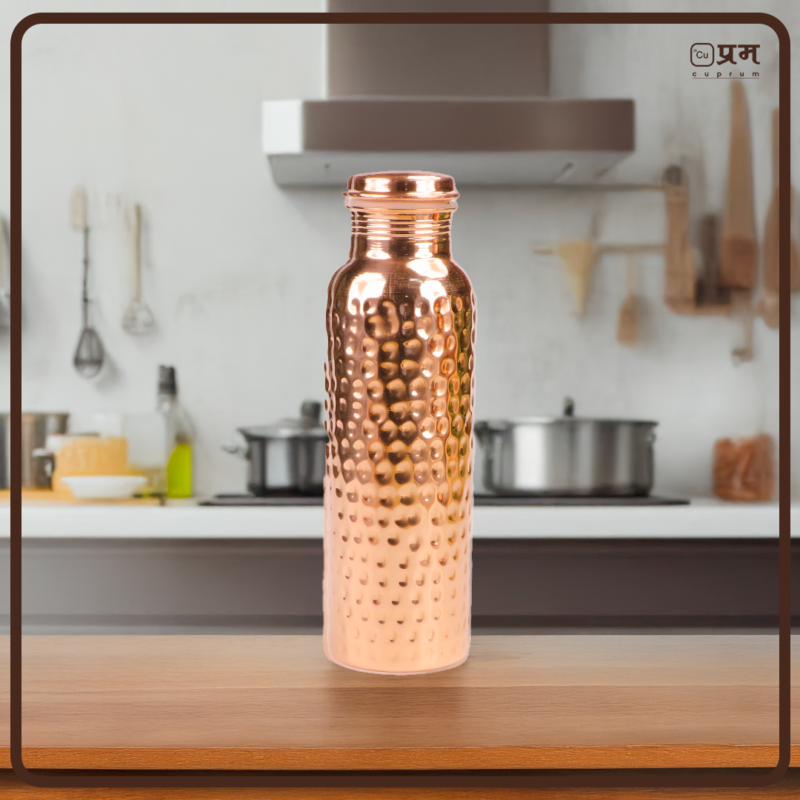 Cuprum Hammered Pure Copper Water Bottle - 1 Litre - Image 5