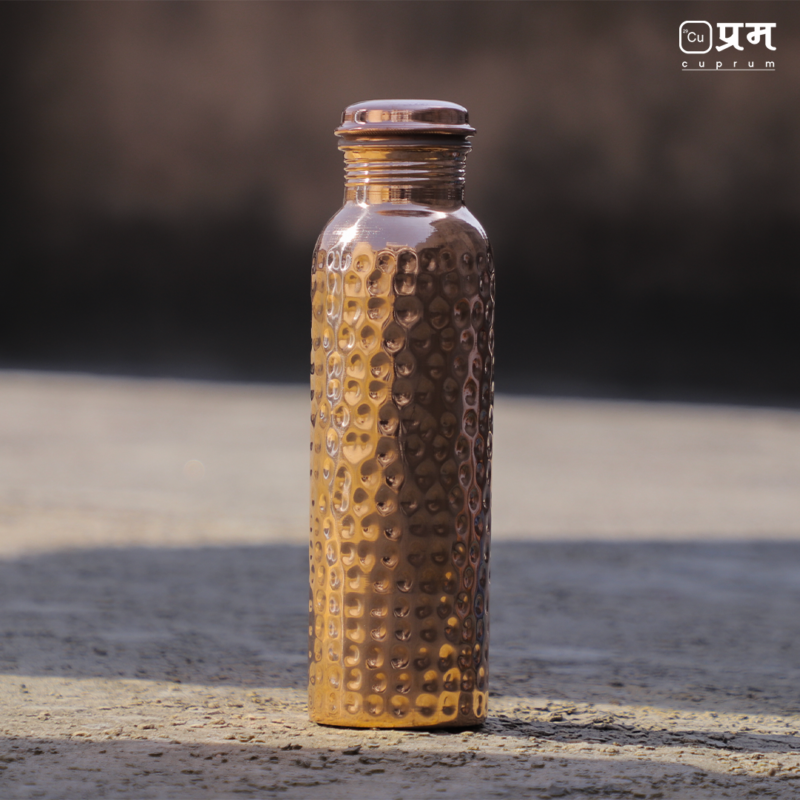 Cuprum Hammered Pure Copper Water Bottle & Glass - Image 5