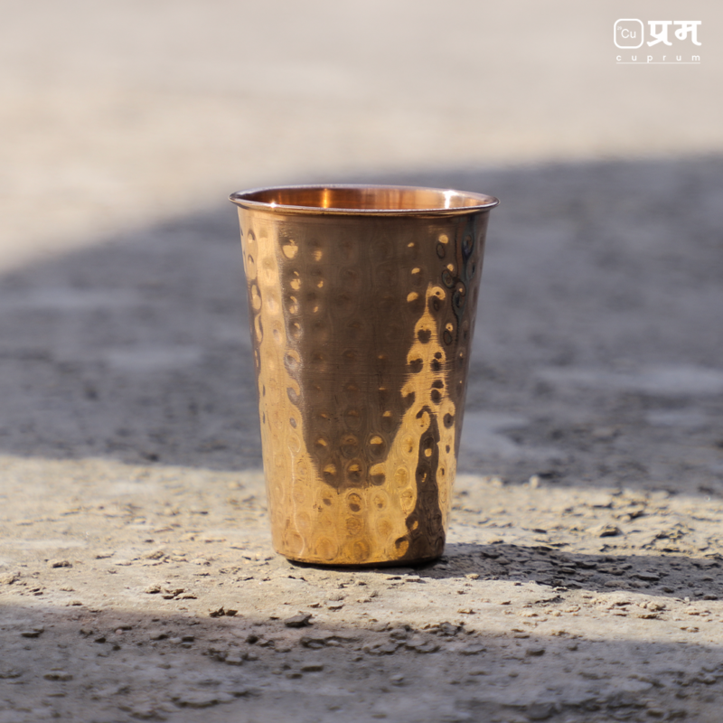 Cuprum Hammered Pure Copper Water Bottle & Glass - Image 6